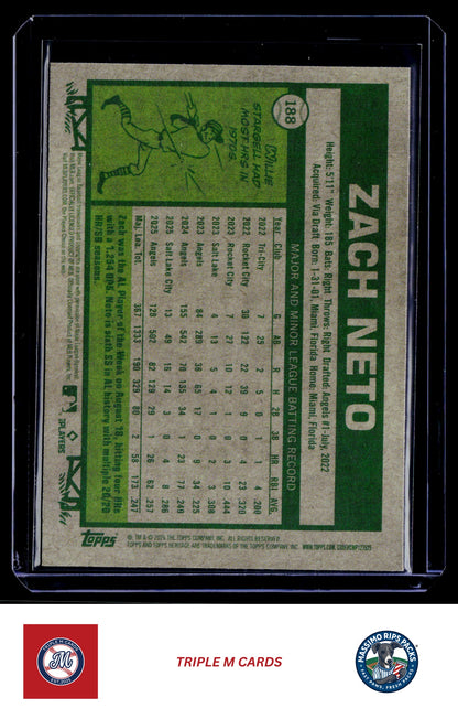 2026 Topps Heritage #188 Zach Neto Chrome Light Blue Sparkle Refractors