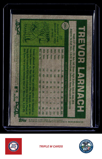 2026 Topps Heritage #280 Trevor Larnach Chrome Light Blue Sparkle Refractors