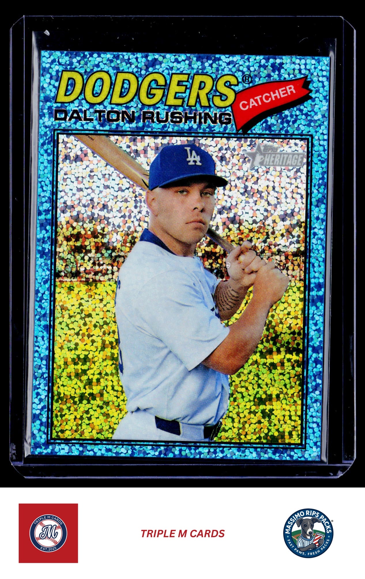 2026 Topps Heritage #246 Dalton Rushing Chrome Light Blue Sparkle Refractors