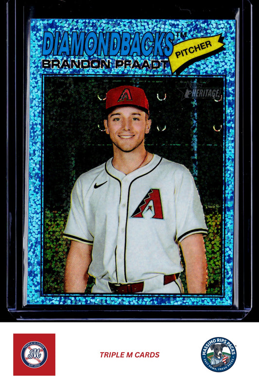 2026 Topps Heritage #126 Brandon Pfaadt Chrome Light Blue Sparkle Refractors