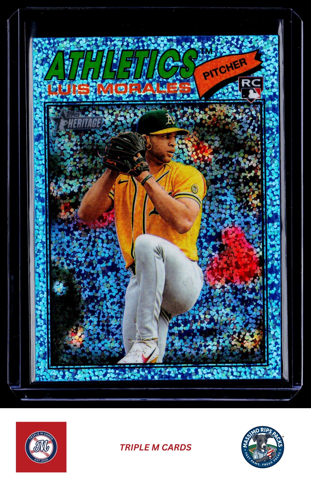 2026 Topps Heritage #67 Luis Morales Chrome Light Blue Sparkle Refractors