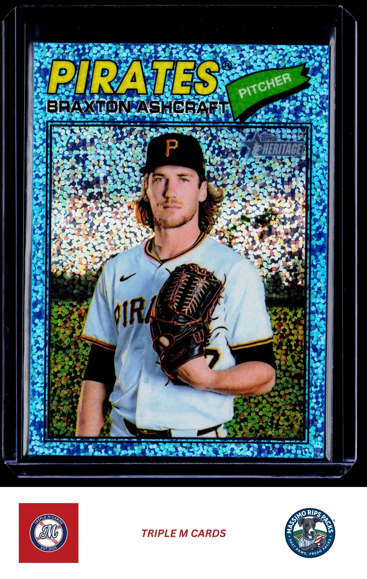 2026 Topps Heritage #134 Braxton Ashcraft Chrome Light Blue Sparkle Refractors