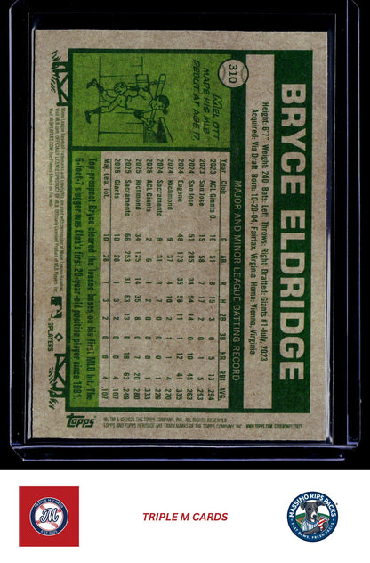 2026 Topps Heritage #310 Bryce Eldridge Chrome Light Blue Sparkle Refractors