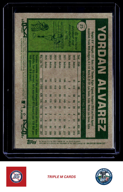 2026 Topps Heritage #25 Yordan Alvarez Chrome Light Blue Sparkle Refractors