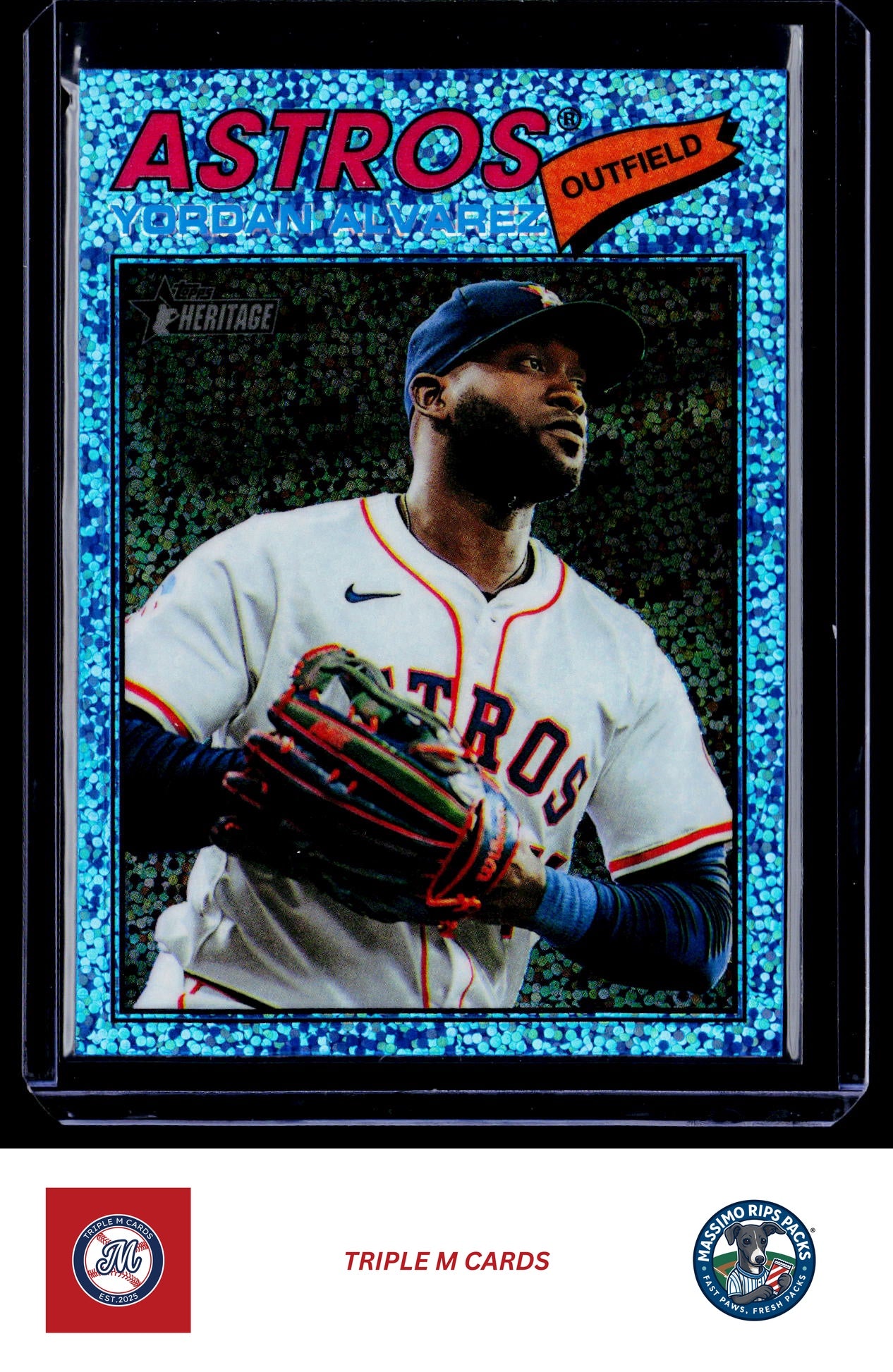 2026 Topps Heritage #25 Yordan Alvarez Chrome Light Blue Sparkle Refractors