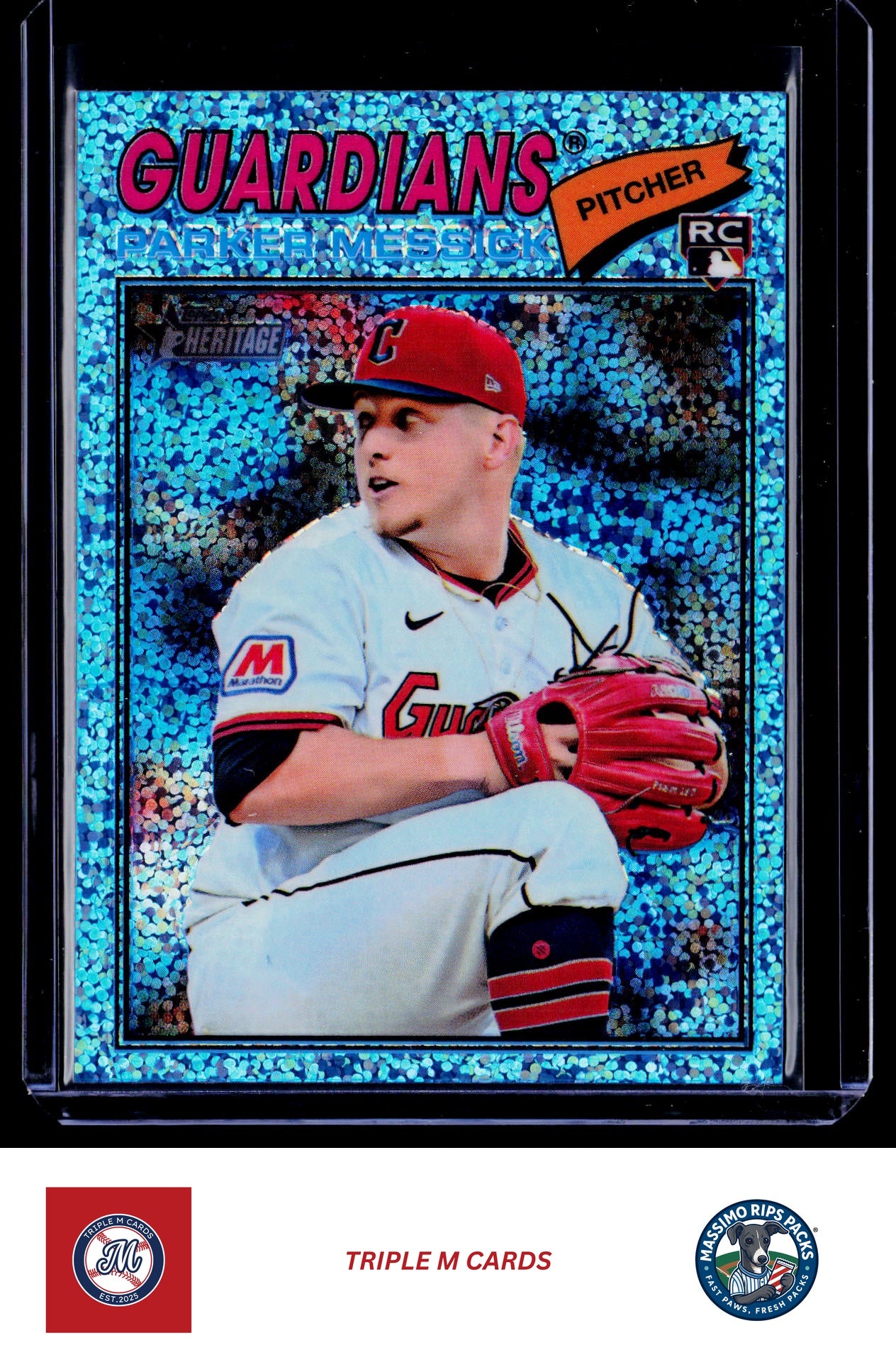 2026 Topps Heritage #242 Parker Messick Chrome Light Blue Sparkle Refractors