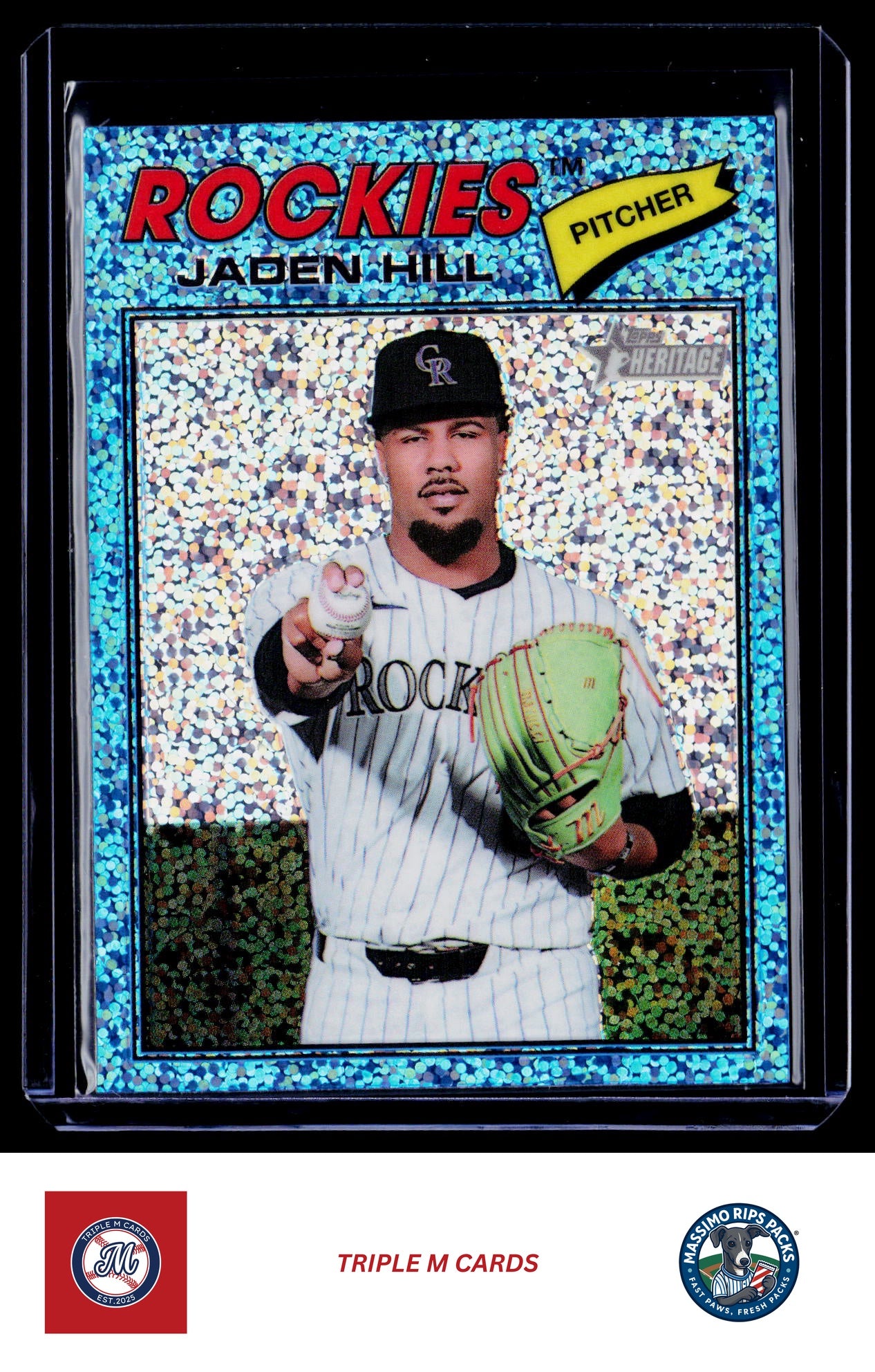 2026 Topps Heritage #26 Jaden Hill Chrome Light Blue Sparkle Refractors