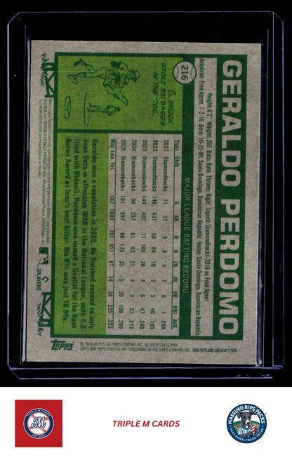 2026 Topps Heritage #216 Geraldo Perdomo Chrome Light Blue Sparkle Refractors