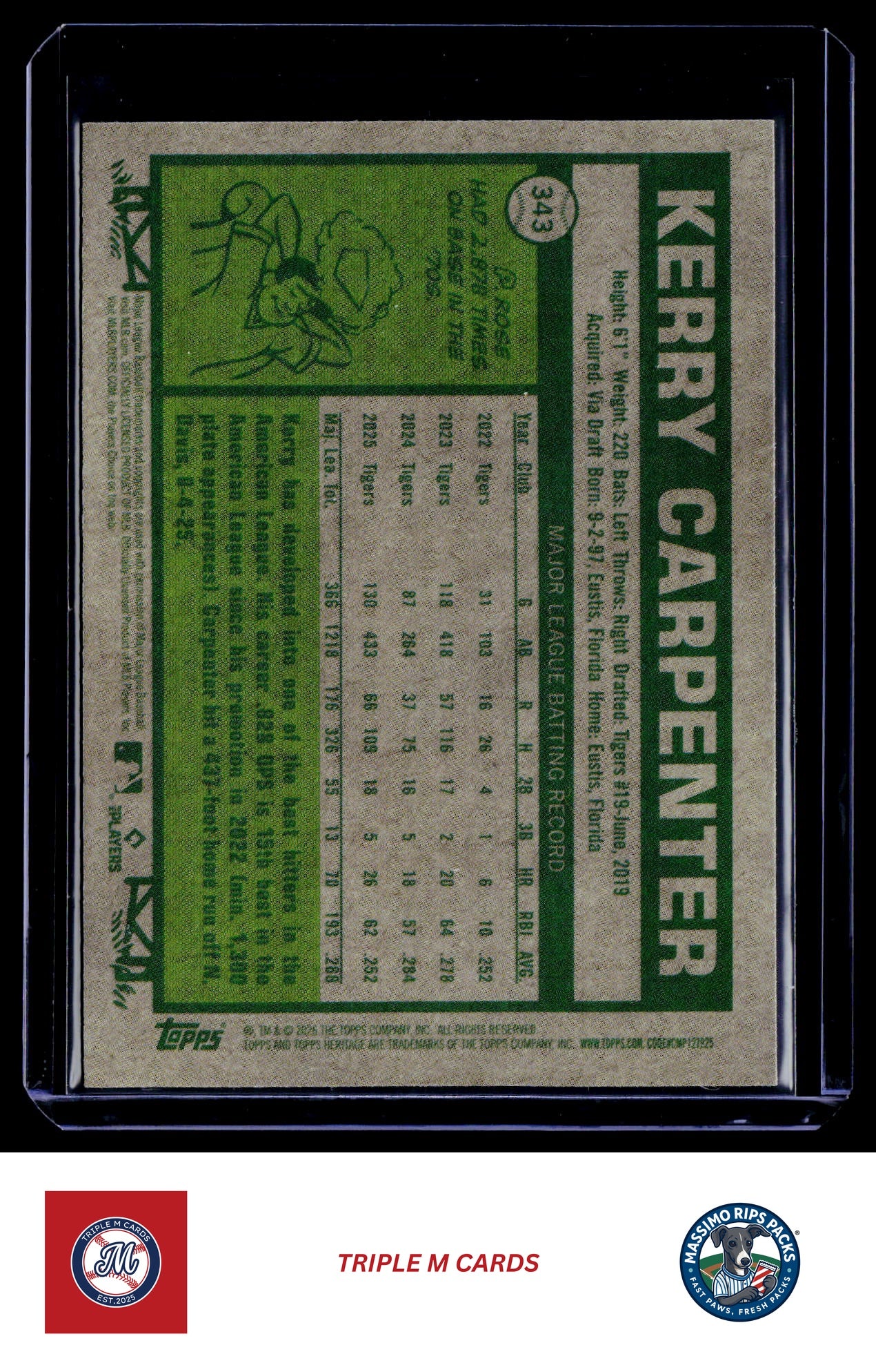 2026 Topps Heritage #343 Kerry Carpenter Chrome Light Blue Sparkle Refractors