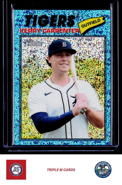2026 Topps Heritage #343 Kerry Carpenter Chrome Light Blue Sparkle Refractors