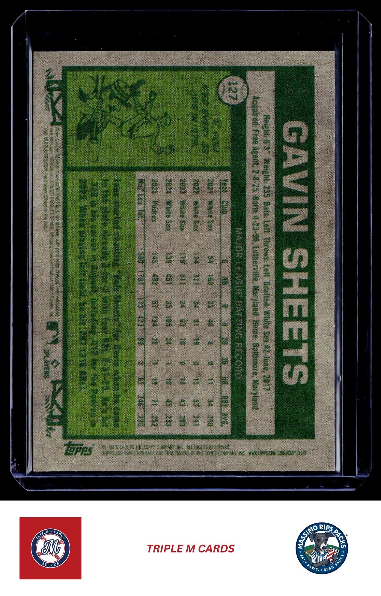 2026 Topps Heritage #127 Gavin Sheets Chrome Light Blue Sparkle Refractors