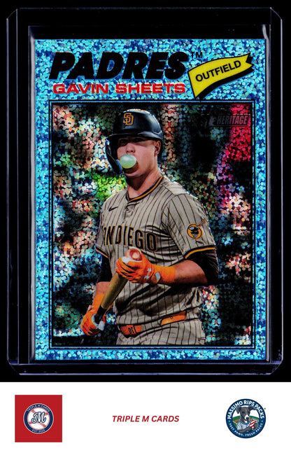 2026 Topps Heritage #127 Gavin Sheets Chrome Light Blue Sparkle Refractors