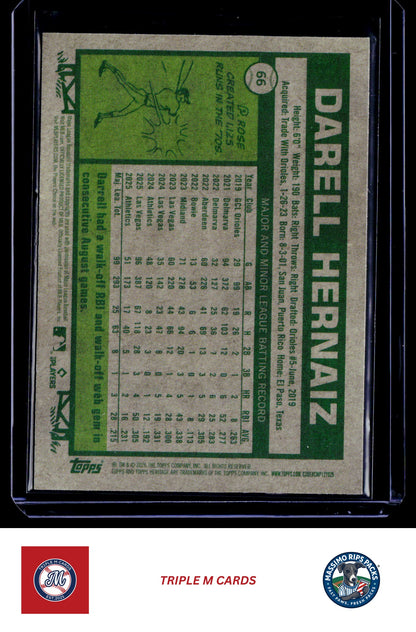 2026 Topps Heritage #66 Darell Hernaiz Chrome Light Blue Sparkle Refractors