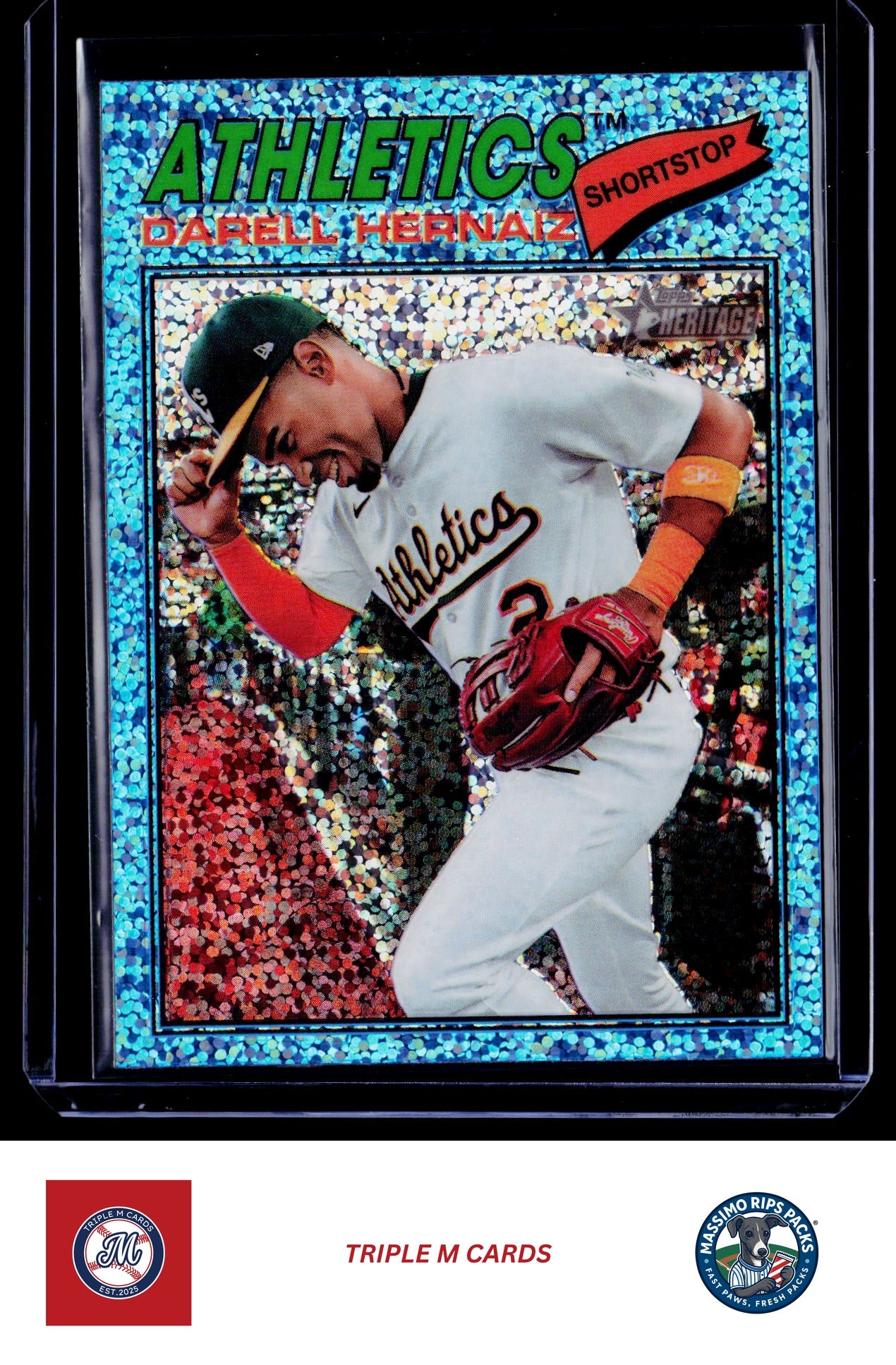 2026 Topps Heritage #66 Darell Hernaiz Chrome Light Blue Sparkle Refractors