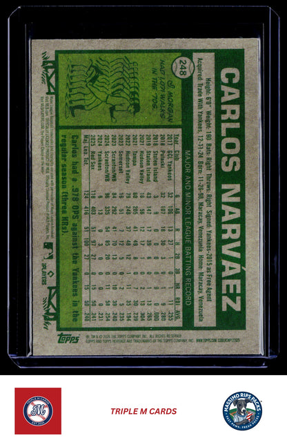 2026 Topps Heritage #248 Carlos Narváez Chrome Light Blue Sparkle Refractors