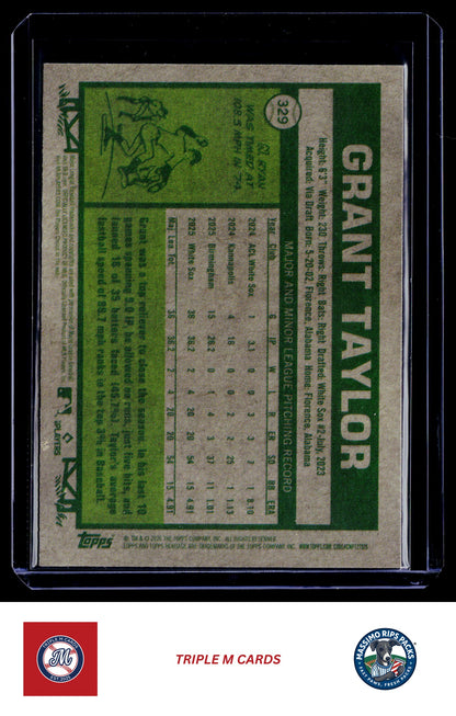 2026 Topps Heritage #329 Grant Taylor Chrome Light Blue Sparkle Refractors