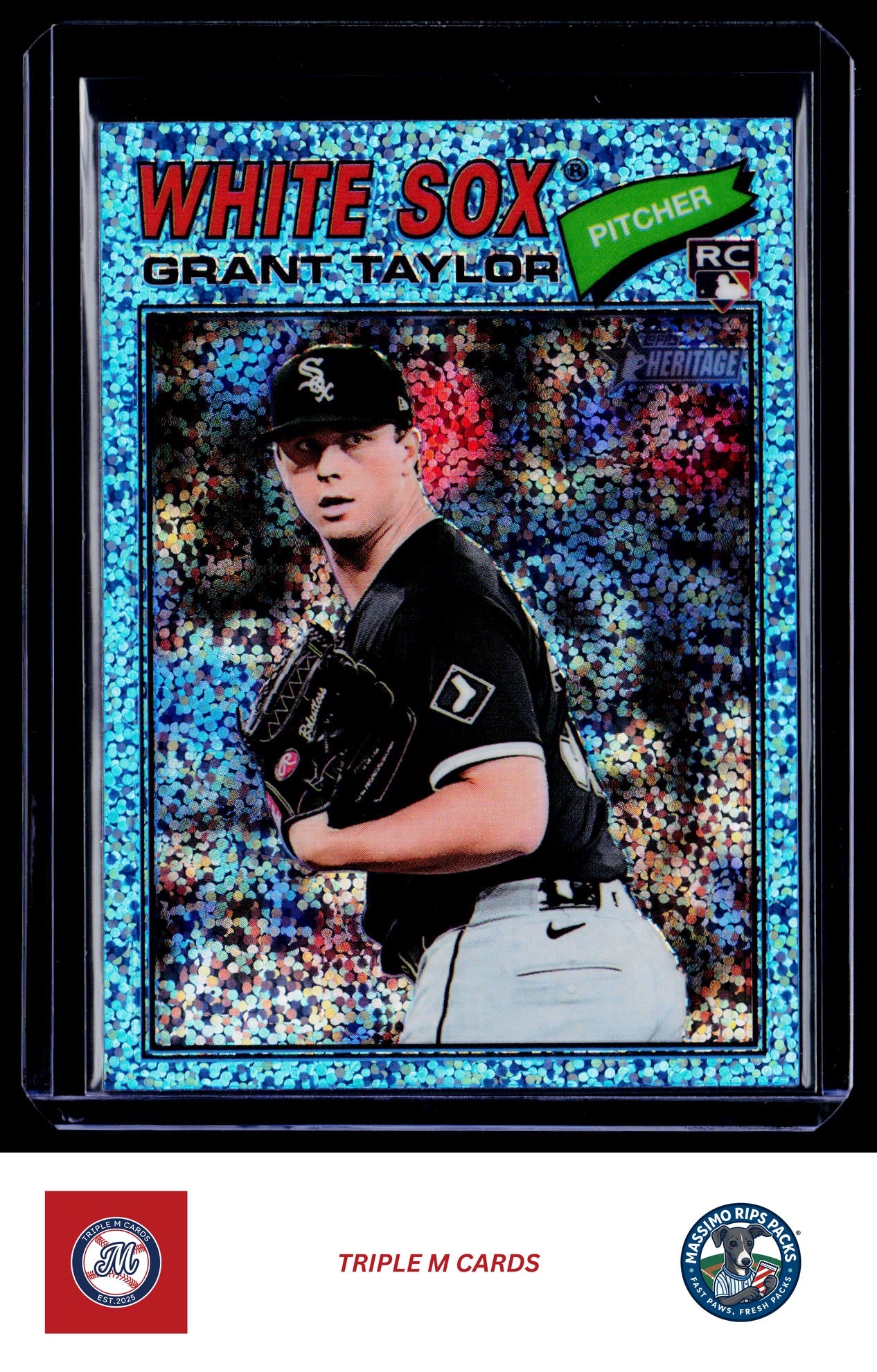 2026 Topps Heritage #329 Grant Taylor Chrome Light Blue Sparkle Refractors