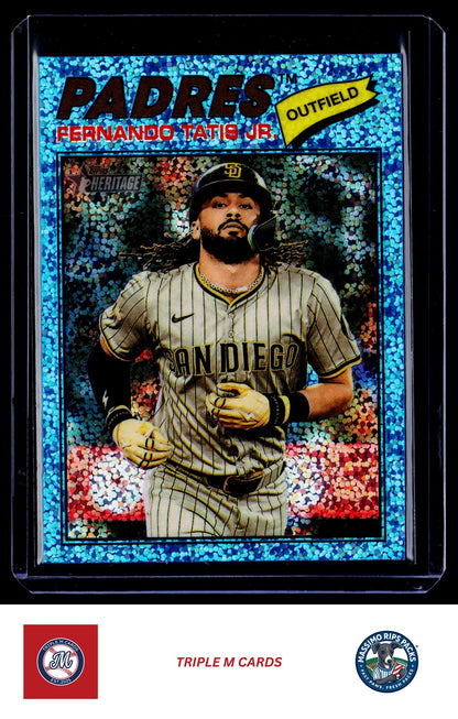 2026 Topps Heritage #322 Fernando Tatis Jr. Chrome Light Blue Sparkle Refractors