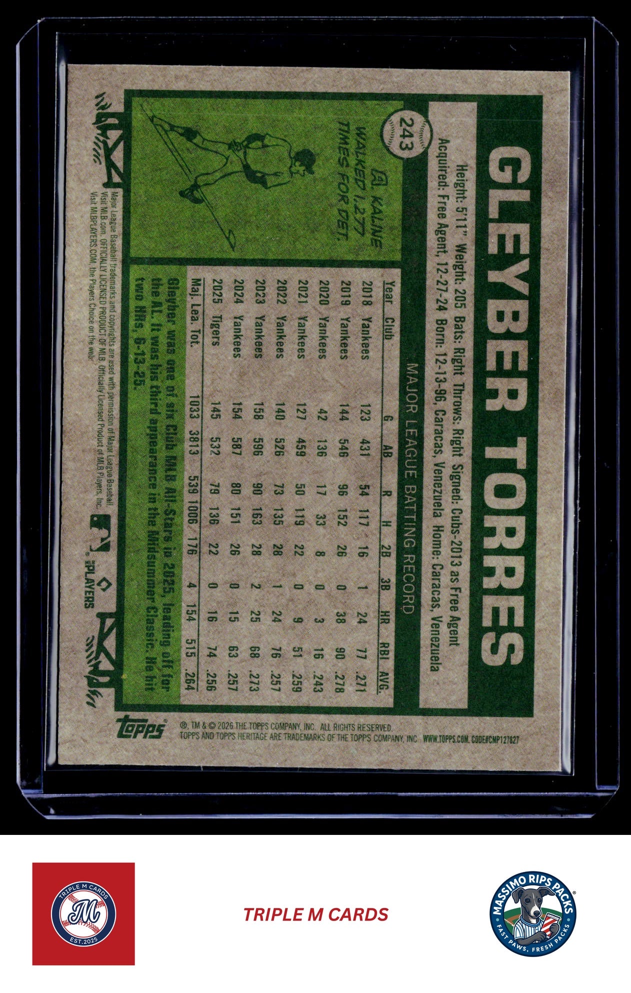 2026 Topps Heritage #243 Gleyber Torres Chrome Light Blue Sparkle Refractors