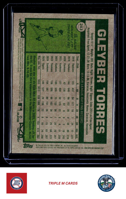 2026 Topps Heritage #243 Gleyber Torres Chrome Light Blue Sparkle Refractors