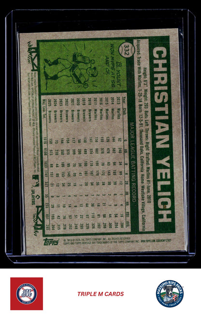 2026 Topps Heritage #332 Christian Yelich Chrome Light Blue Sparkle Refractors