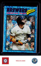 2026 Topps Heritage #332 Christian Yelich Chrome Light Blue Sparkle Refractors