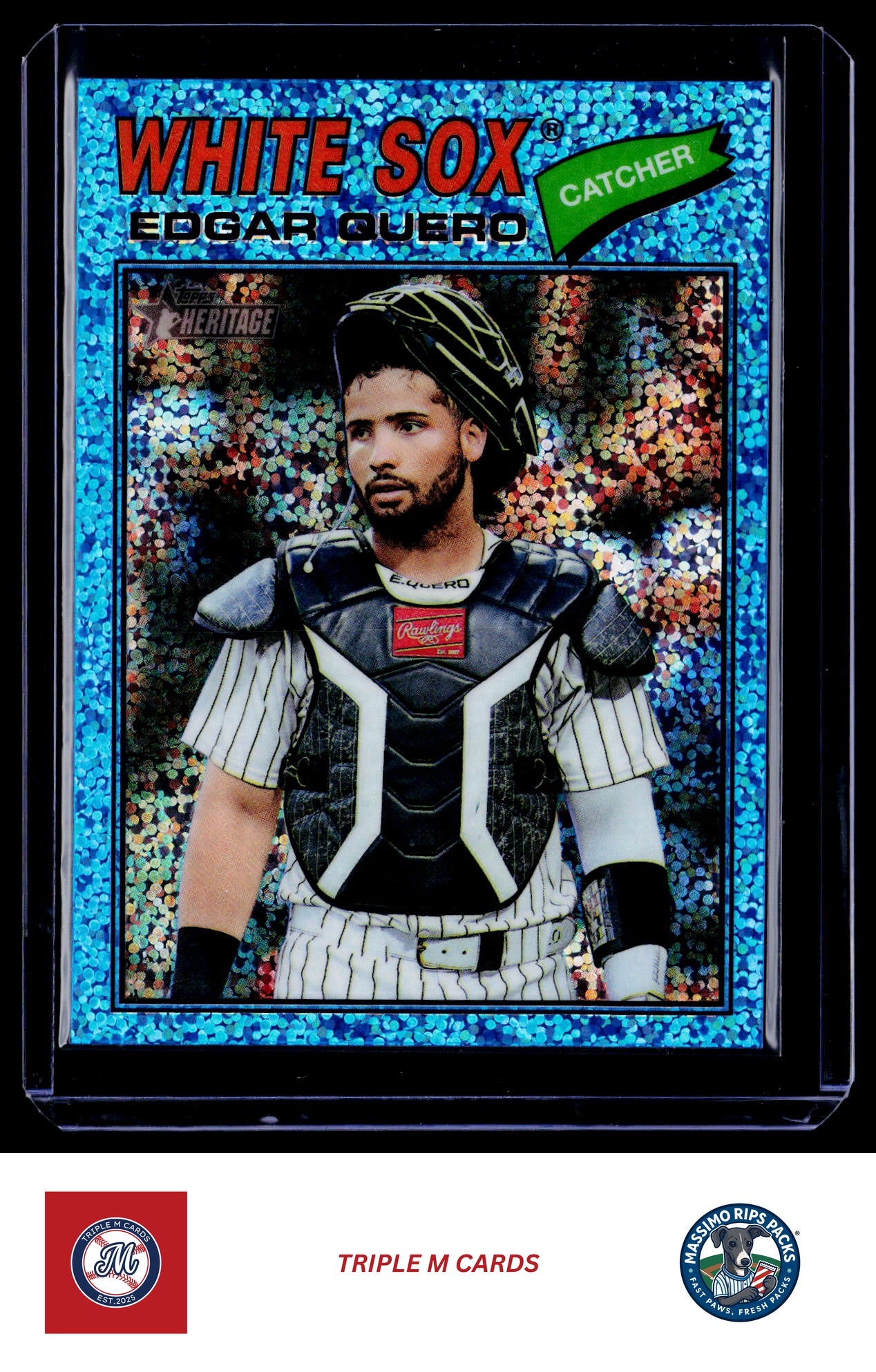 2026 Topps Heritage #239 Edgar Quero Chrome Light Blue Sparkle Refractors