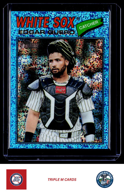2026 Topps Heritage #239 Edgar Quero Chrome Light Blue Sparkle Refractors