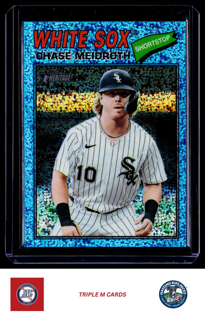 2026 Topps Heritage #298 Chase Meidroth Chrome Light Blue Sparkle Refractors