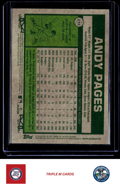 2026 Topps Heritage #235 Andy Pages Chrome Light Blue Sparkle Refractors