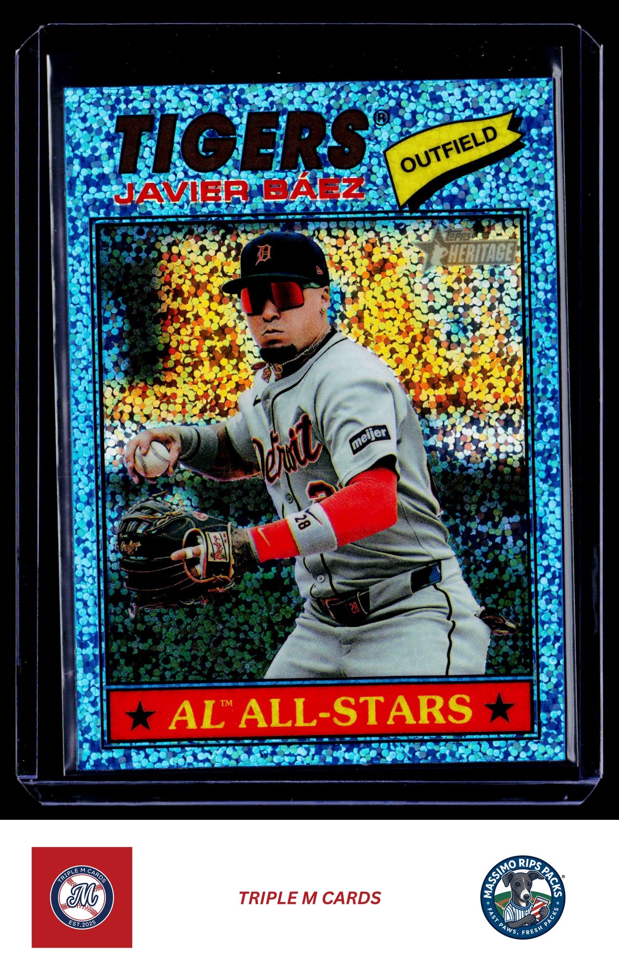 2026 Topps Heritage #107 Javier Báez Chrome Light Blue Sparkle Refractors