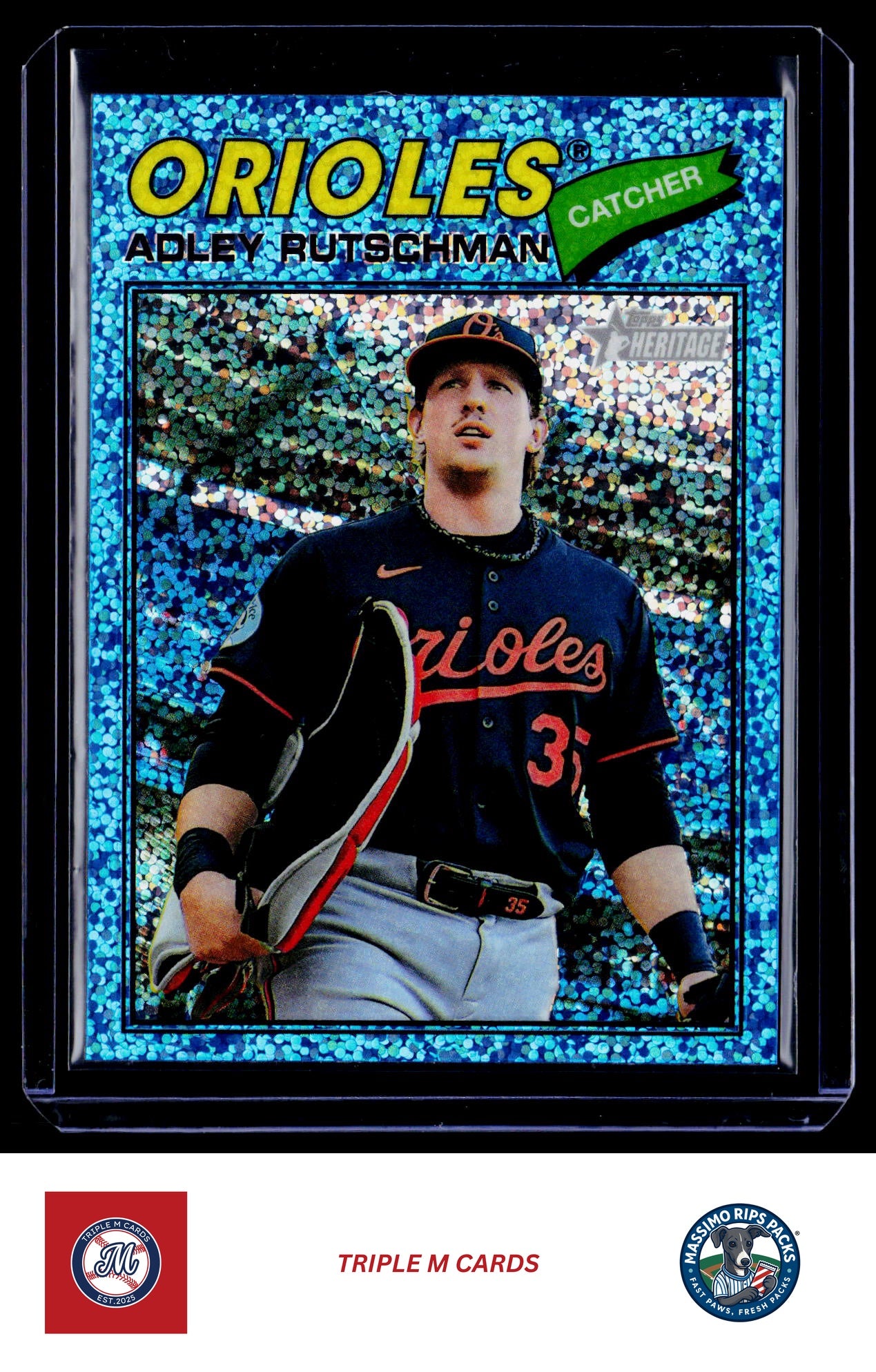 2026 Topps Heritage #180 Adley Rutschman Chrome Light Blue Sparkle Refractors