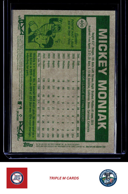2026 Topps Heritage #400 Mickey Moniak Chrome Light Blue Sparkle Refractors