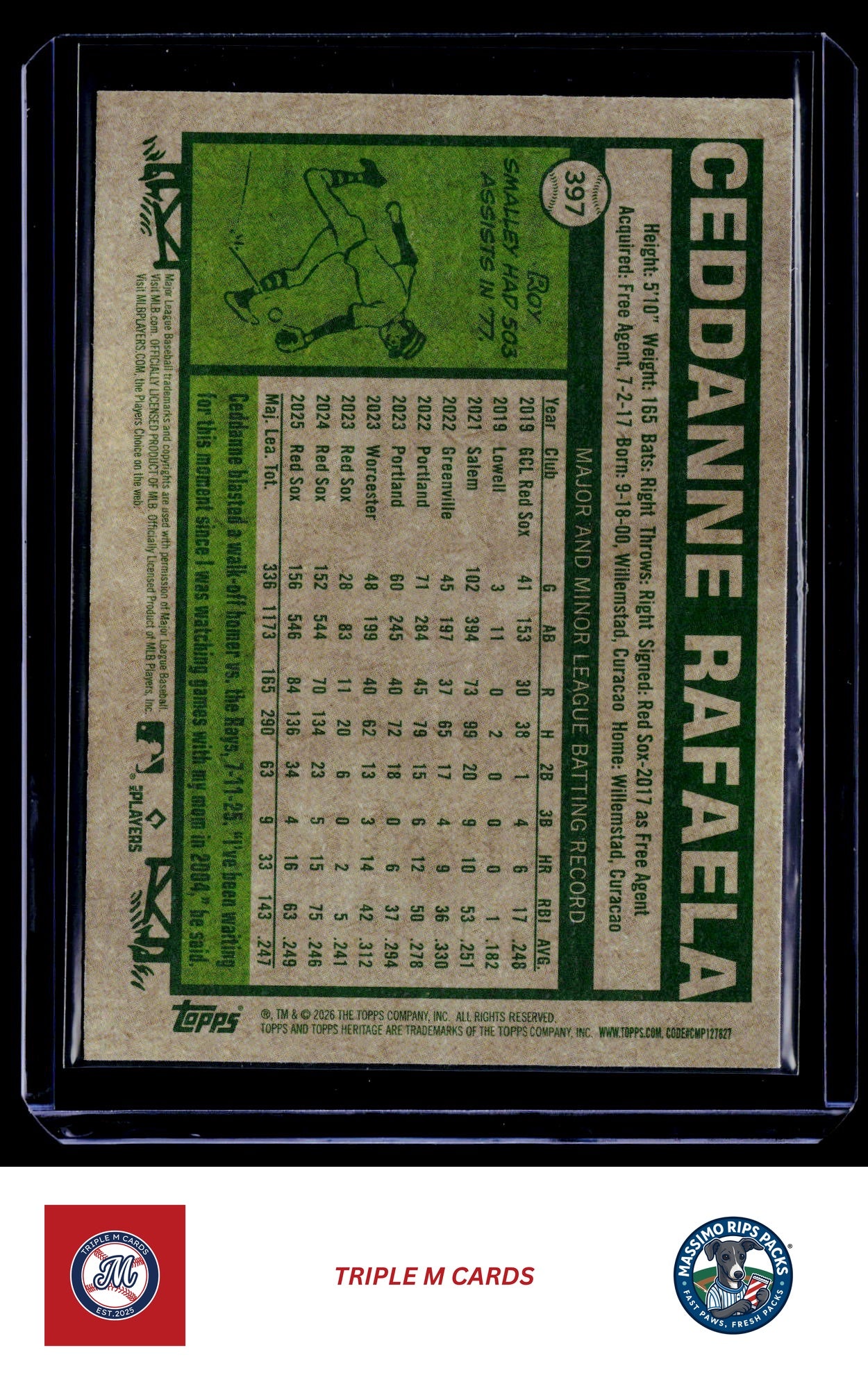 2026 Topps Heritage #397 Ceddanne Rafaela Chrome Light Blue Sparkle Refractors