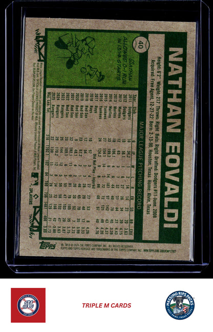 2026 Topps Heritage #40 Nathan Eovaldi Chrome Light Blue Sparkle Refractors