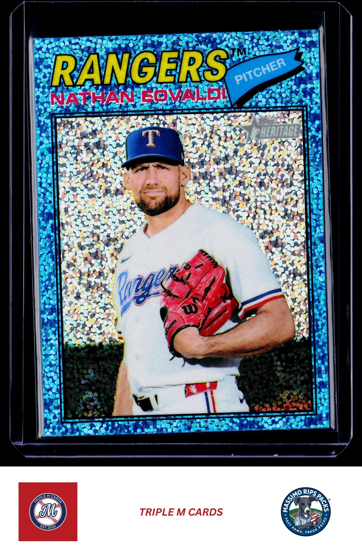 2026 Topps Heritage #40 Nathan Eovaldi Chrome Light Blue Sparkle Refractors