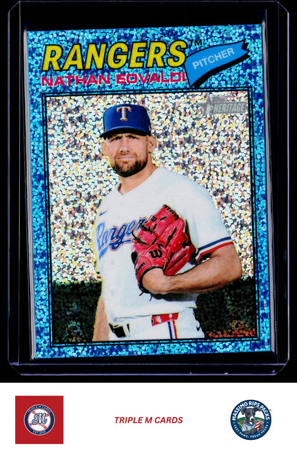 2026 Topps Heritage #40 Nathan Eovaldi Chrome Light Blue Sparkle Refractors
