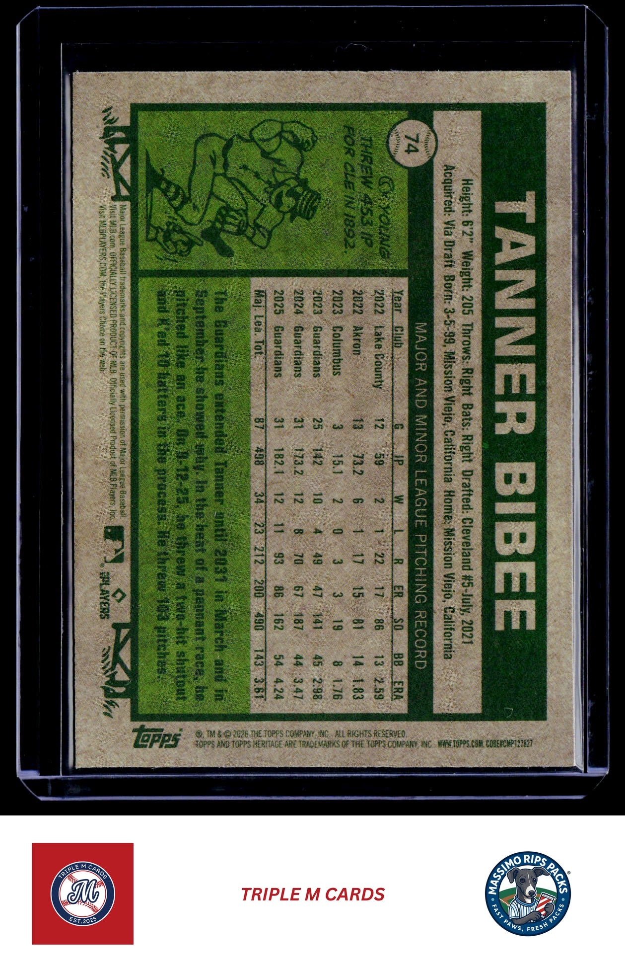 2026 Topps Heritage #74 Tanner Bibee Chrome Light Blue Sparkle Refractors