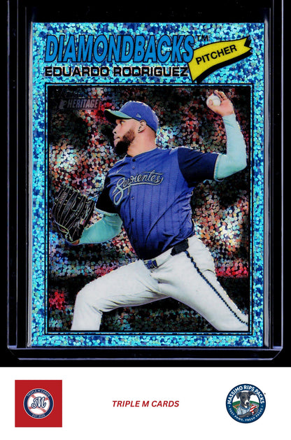 2026 Topps Heritage #288 Eduardo Rodriguez Chrome Light Blue Sparkle Refractors