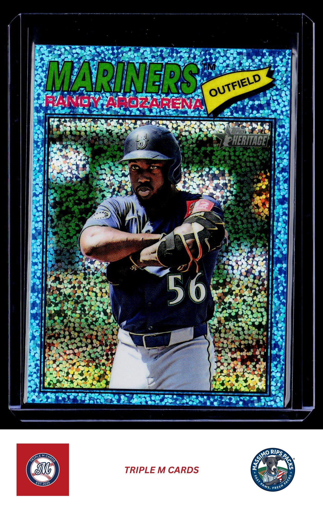 2026 Topps Heritage #286 Randy Arozarena Chrome Light Blue Sparkle Refractors