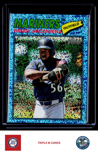 2026 Topps Heritage #286 Randy Arozarena Chrome Light Blue Sparkle Refractors