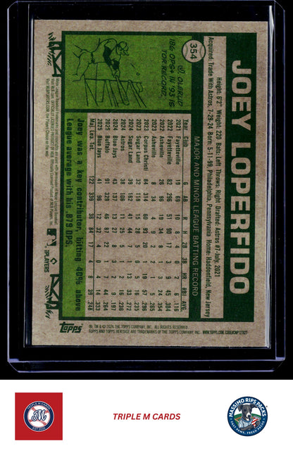 2026 Topps Heritage #354 Joey Loperfido Chrome Light Blue Sparkle Refractors