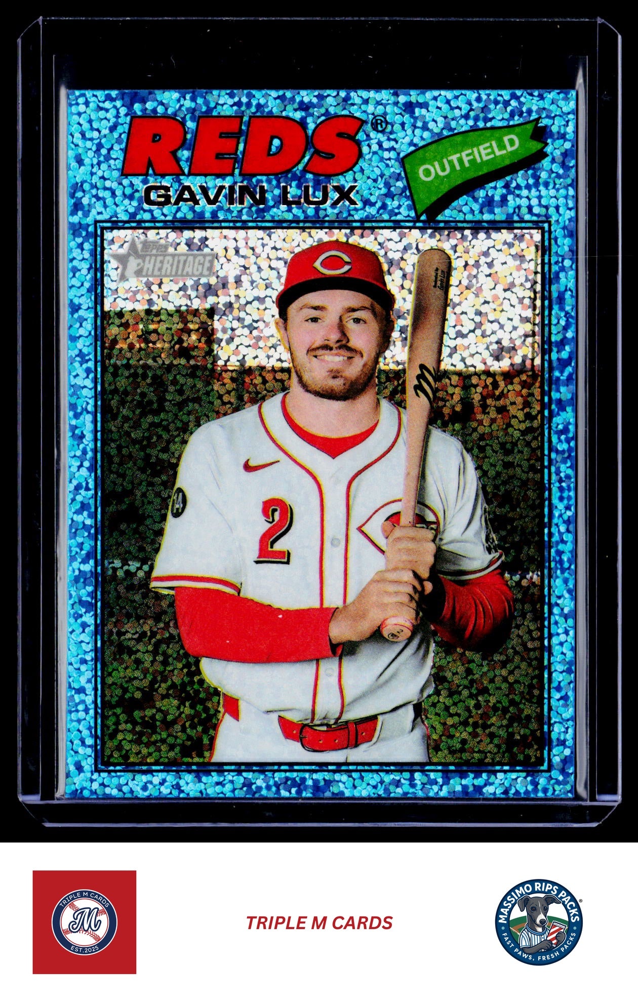 2026 Topps Heritage #352 Gavin Lux Chrome Light Blue Sparkle Refractors