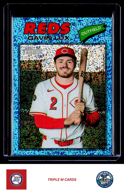2026 Topps Heritage #352 Gavin Lux Chrome Light Blue Sparkle Refractors