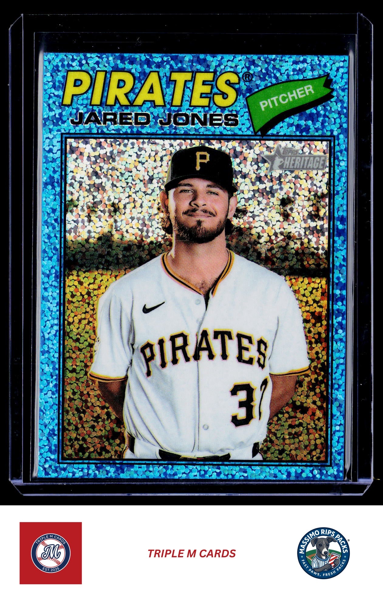 2026 Topps Heritage #141 Jared Jones Chrome Light Blue Sparkle Refractors