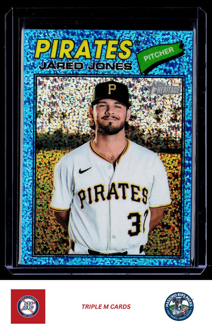 2026 Topps Heritage #141 Jared Jones Chrome Light Blue Sparkle Refractors