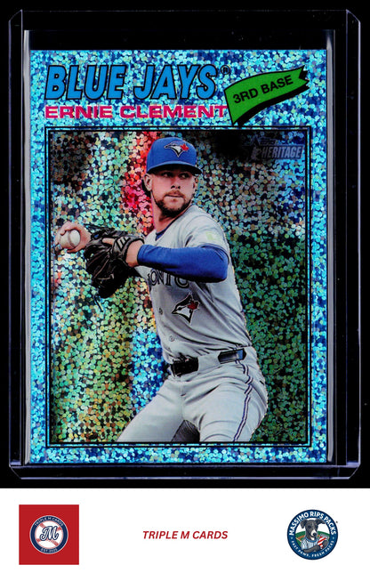 2026 Topps Heritage #21 Ernie Clement Chrome Light Blue Sparkle Refractors