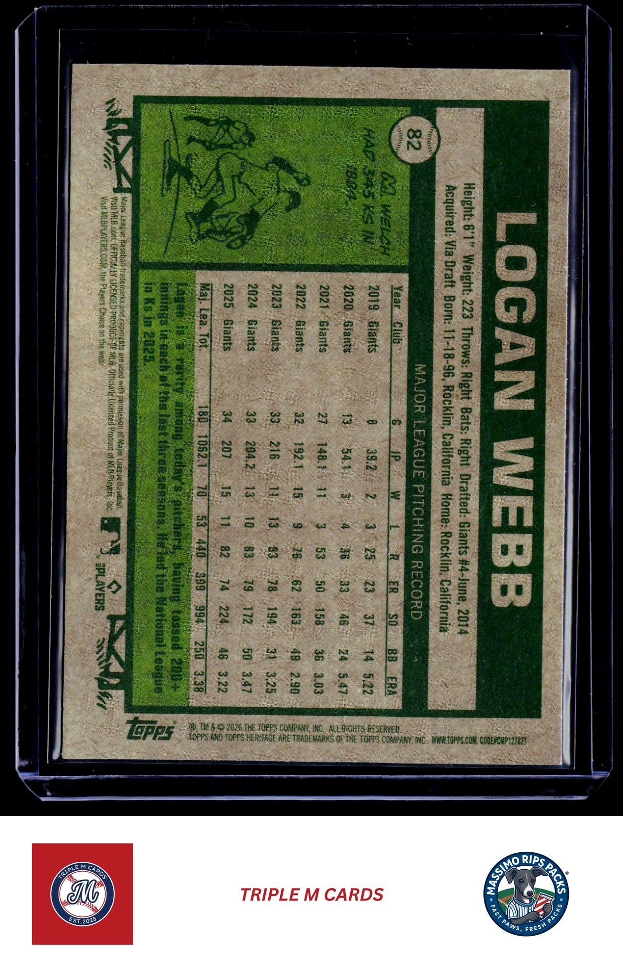 2026 Topps Heritage #82 Logan Webb Chrome Light Blue Sparkle Refractors