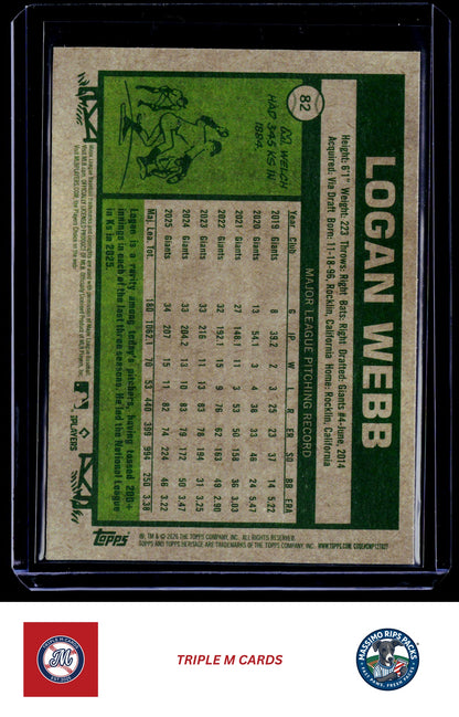 2026 Topps Heritage #82 Logan Webb Chrome Light Blue Sparkle Refractors