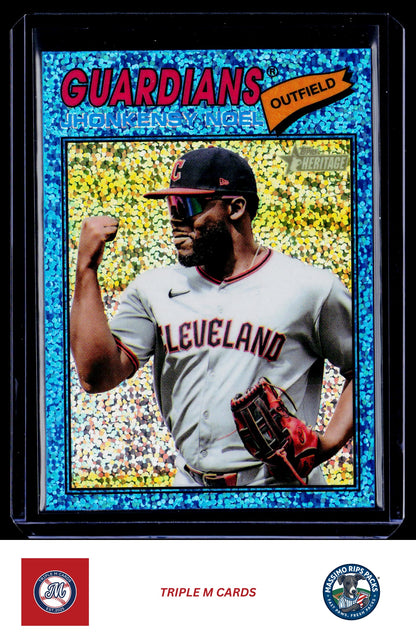 2026 Topps Heritage #197 Jhonkensy Noel Chrome Light Blue Sparkle Refractors